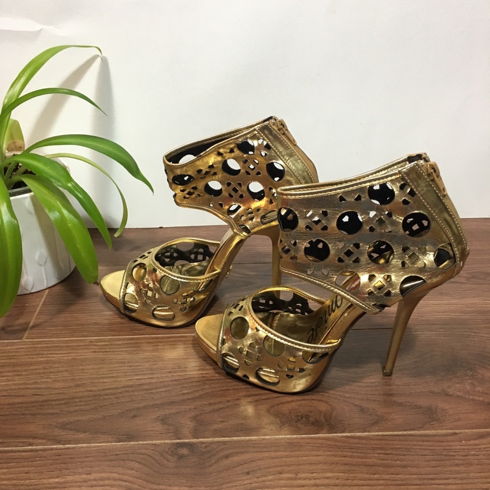 Promise Emerson Gold Peep Toe High Heels